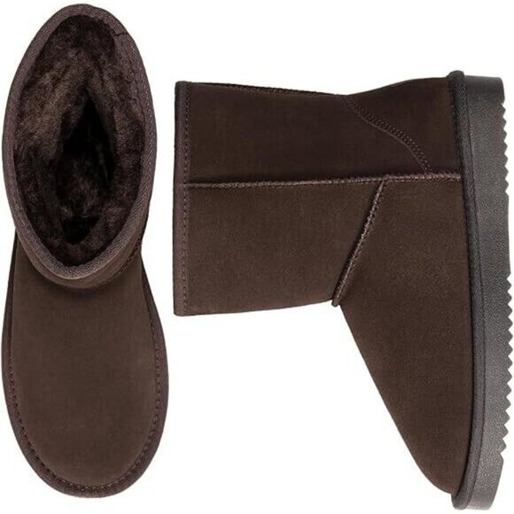NEW - DREAM PAIRS Women's Shorty-New Mid Calf Winter Snow Boots - Brown - SZ 7 - Picture 6 of 10